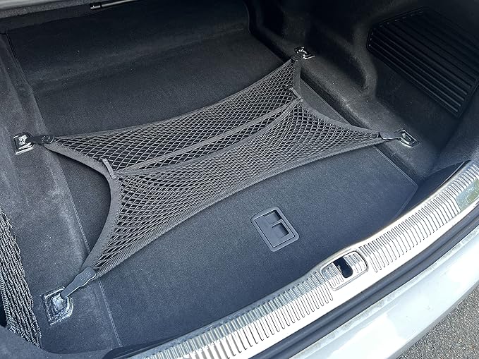 Floor Style Automotive Elastic Trunk Mesh Cargo Net for Audi A8 S8 2018-2025- Premium Trunk Organizers and Storage - Luggage Net for Sedan- Best Car Organizer for Audi A8 S8 Long (D5)