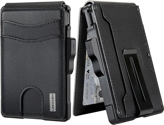 umoven Wallet for Men - with Money Clip Slim Leather Slots Credit Card Holder RFID Blocking Bifold Minimalist Wallet