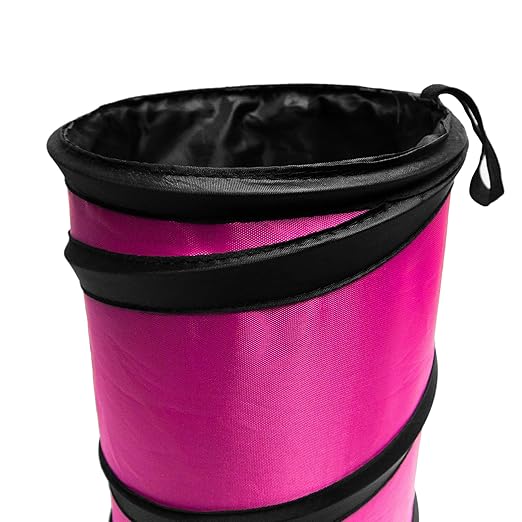 FH Group Automotive Waterproof Portable Collapsible Small Trash Can Garbage Container fits Most Cars,Polyethylene, SUVs, and Trucks Pink