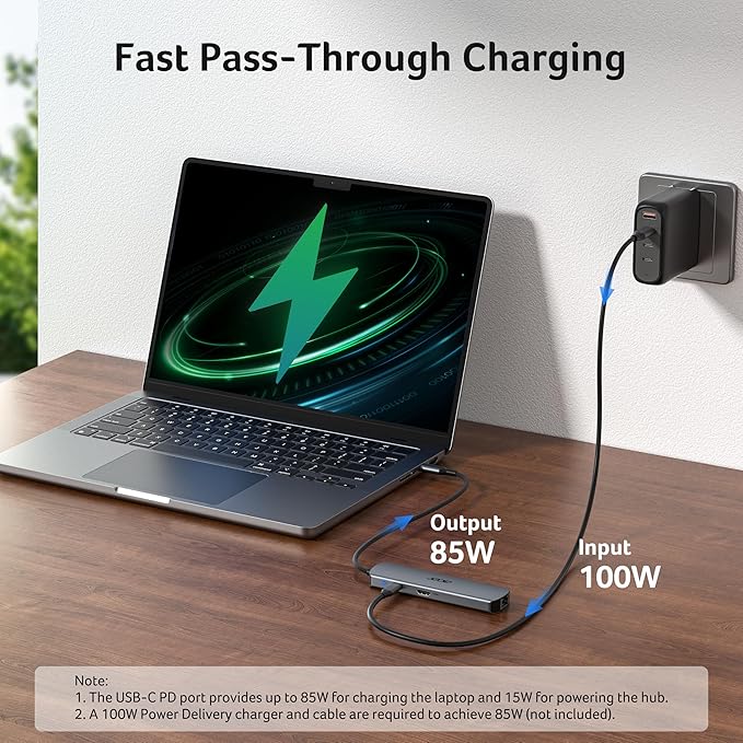 acer 6 in 1 USB C Hub, 4K@60Hz USBC to HDMI Adapter with 1000Mbps Ethernet, 100W PD Charging, USB A/USB C Data Ports USB C Splitter for MacBook Neo/Pro/Air, Acer, iPad, iPhone 17/16/15