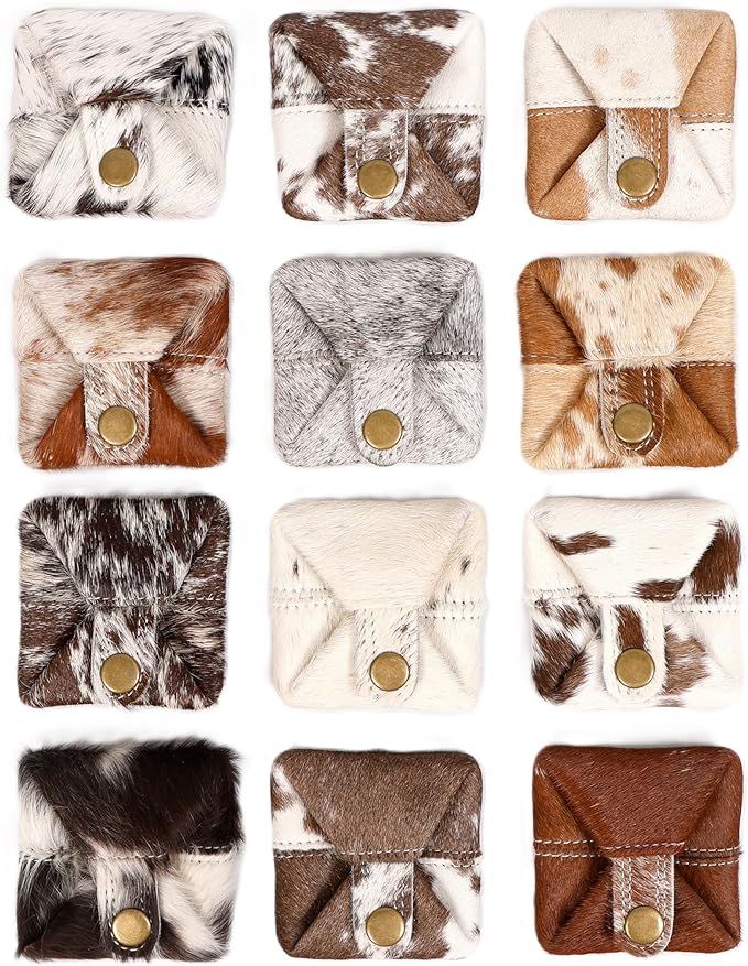 100% Real Leather Coin Pouch - Compact Change Holder and Mini Pocket Wallet for Men & Women (Assorted)