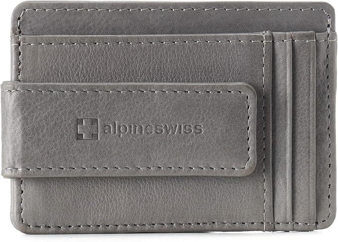 alpine swiss Harper Mens RFID Slim Money Clip Front Pocket Wallet Minimalist Leather ID Card Holder | RFID