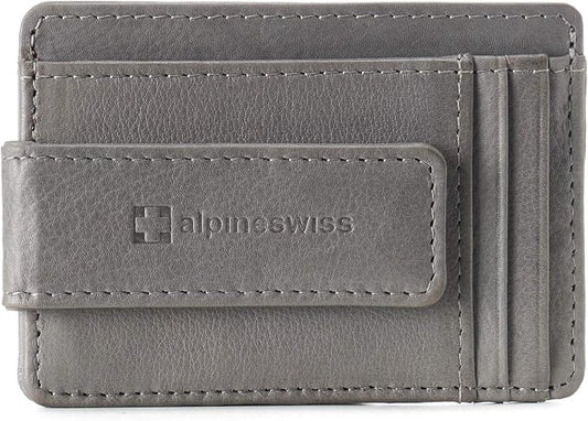 alpine swiss Harper Mens RFID Slim Money Clip Front Pocket Wallet Minimalist Leather ID Card Holder | RFID