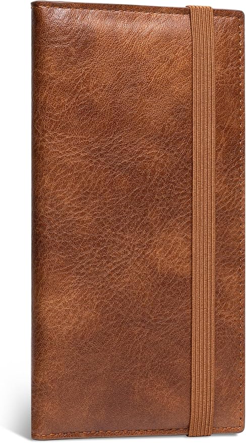 Zreal Checkbook Cover for Men & Women, Premium Vegan Leather Checkbook Holder for Top & Side Tear Duplicate Checks with RFID Blocking (Distressed Brown)