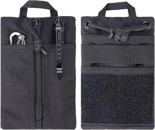 Small EDC Pouch EDC Pocket Organizer, Durable Small Tool Pouch for Men, Zippered Neck Wallet with Paracord Lanyard, Holds Flashlight, Multitool, Pen, Notebook - Tactical EDC Bag