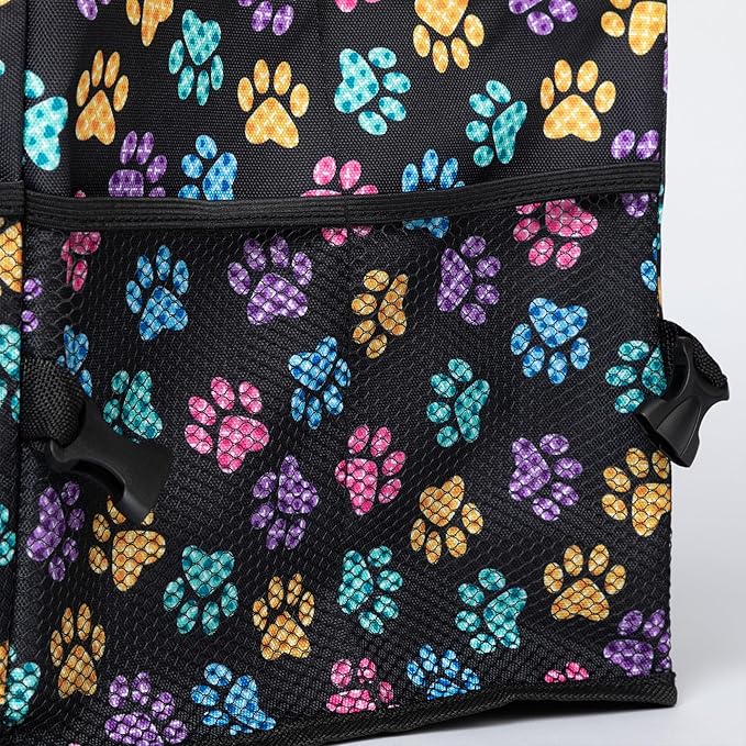 GreaterGood Collapsible Paw Print Car Trunk Organizer with 6 Pockets Truck SUV and Sedan Caddy With Compartment Vehicle Storage Container (Argyle Paws)