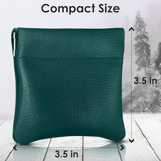Nabob Leather Genuine Leather Squeeze Coin Purse, Coin Pouch Made IN U.S.A. Change Holder For Men/Woman Size 3.5 X 3.5 (Teal)