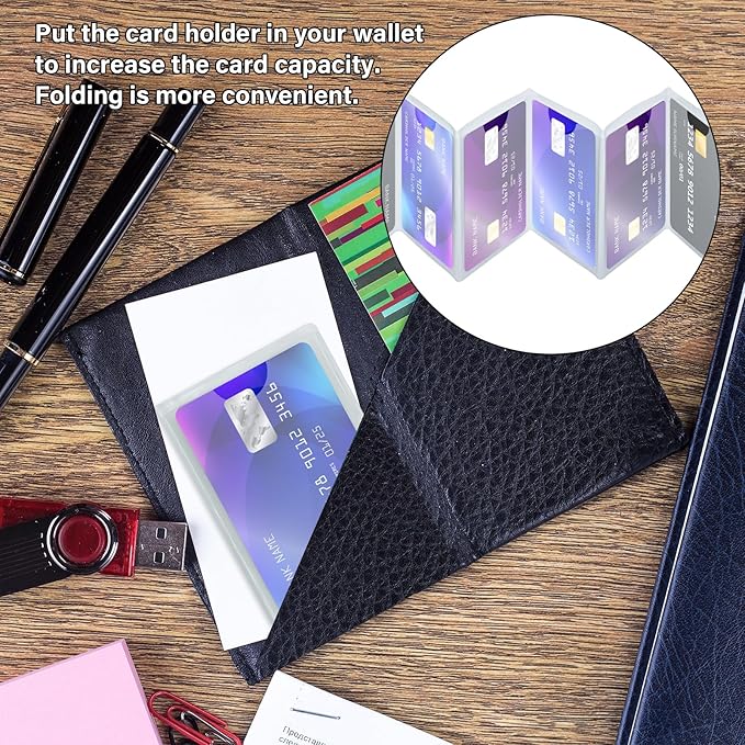Plastic Wallet Insert for Credit Card Set of 4, Men & Women Wallets Accordion Style Picture Holder Sleeves 7 Card Slots Transparent