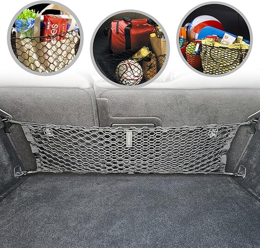 Back Seat Style Automotive Elastic Trunk Mesh Cargo Net for Volvo XC60 2017-2025 - Premium Trunk Organizer and Storage - Luggage Net for Crossover- Best Car Organizer for Volvo XC 60