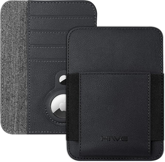 HiWe Passport Holder with AirTag Slot, Minimalist RFID Passport Holder for Travel, Leather Passport Wallet Cover Case for Men & Women, 4 Slots, 1 Pocket, Black