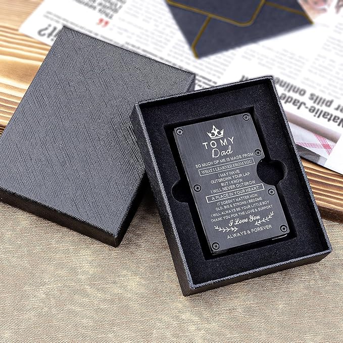 awofer Mens Personalized Carbon Fiber RFID Wallets for Dad from Daughter with Metal Money Clip Personalized gifts for Dad, Fathers Day, Birthday, Christmas Gifts Slim Minimalist Engraved Card Holder