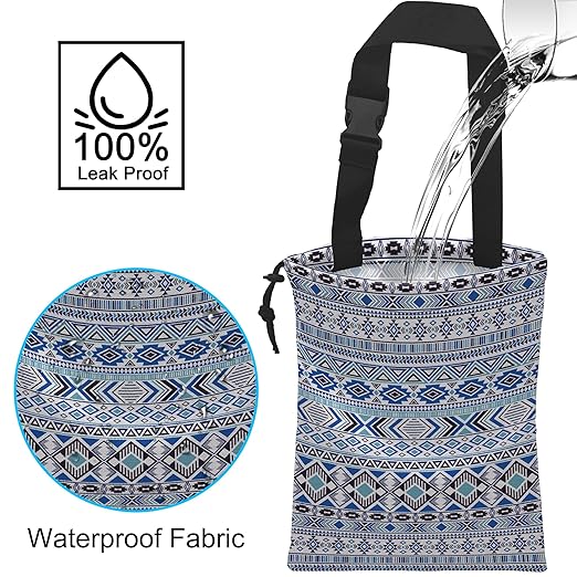 Car Trash Bag Hanging Sprites Tribal Motifs Car Trash Can Waterproof Garbage Bag Hanging for Car Back Seat with Adjustable Straps and Drawstring for Car Accessories Vehicle Travelling