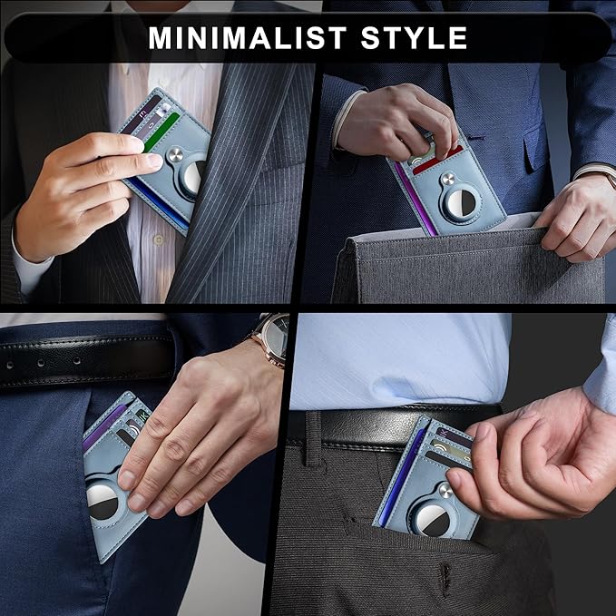 Hawanik Slim Minimalist Front Pocket Air Tag Wallet, RFID Blocking Card Holder Wallet with Airtag Holder