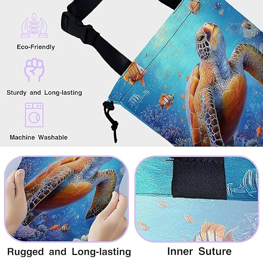 Car Trash Bag Sea Turtles Car Garbage Bag Waterproof Car Trash Can for Back Seat with Adjustable Straps and Drawstring, Foldable Car Trash Bin for Car Accessories Vehicle Travelling Camping