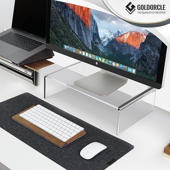 Acrylic Monitor Stand Riser Clear Computer Monitor Stand for Laptop PC Printer Computer Riser Acrylic Tray