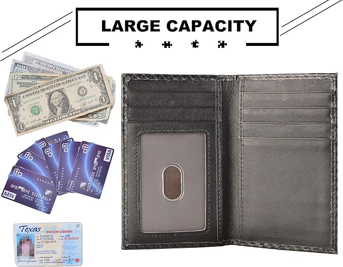 Slim Thin ID/Credit Card Holder RFID Genuine Leather Bifold Front Pocket Wallet