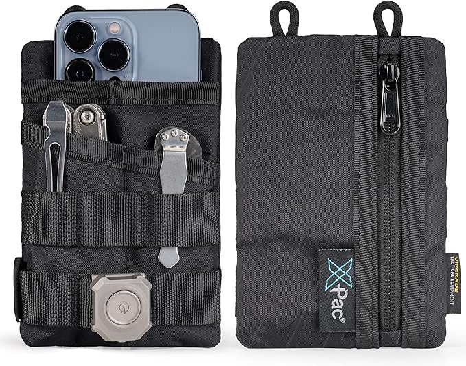 VIPERADE VE3 Tool Organizer, Nylon Tool Belt Loop with 4 Pockets EDC Pouch for Flashlight/Pocket Knife, Tactical Pen, Notebook (X-PAC-BK)