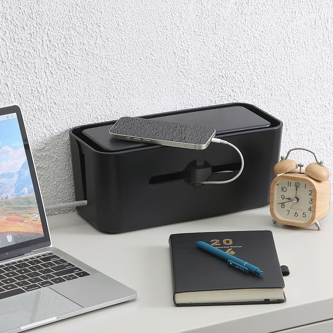 Bates- Cable Management Box, Medium, Cable Organizer Box, Cord Organizer Box, Cable Box Organizer, Cord Management Box, Cord Hider Box, Cord Box for Wires on Floor, Power Strip Cover Box Baby Proof