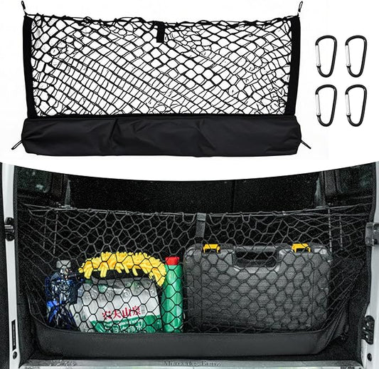 Envelope Style Cargo Net 51"x17.7", Universal Automotive Truck Bed Cargo Net with Storage Bag - Heavy Duty Carabiners - Upgraded 4.5mm Bungee