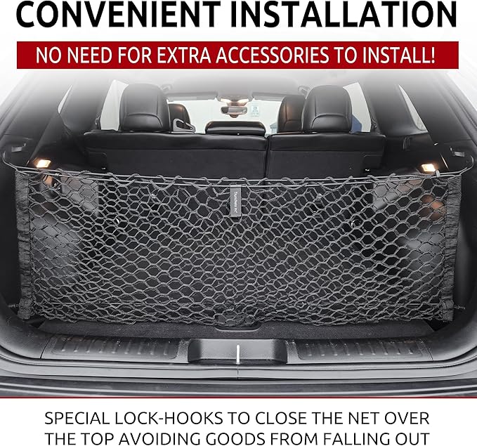 Envelope Style Elastic Trunk Mesh Cargo Net for Jeep Cherokee Latitude Limited 2019-2025 - Premium Trunk Organizers and Storage - Luggage Net for SUV - Best Car Organizer for Jeep Cherokee