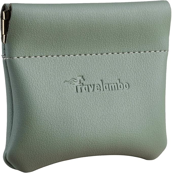 Travelambo Leather Squeeze Coin Purse Pouch Change Holder For Men & Women