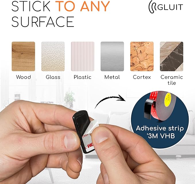 GLUIT Cord Organizer for Desk, Cable Holder for Nightstand, Charger Organizer, Adhesive Desktop Wire Clips, Multislot Cable Management, Table Organizer Accessories - 5 Pack, 15 Slots, Black