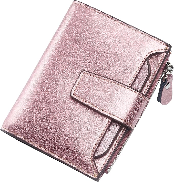 Lavemi Small Compact Women Wallet RFID Blocking Genuine Leather Bifold Purse with ID Windows