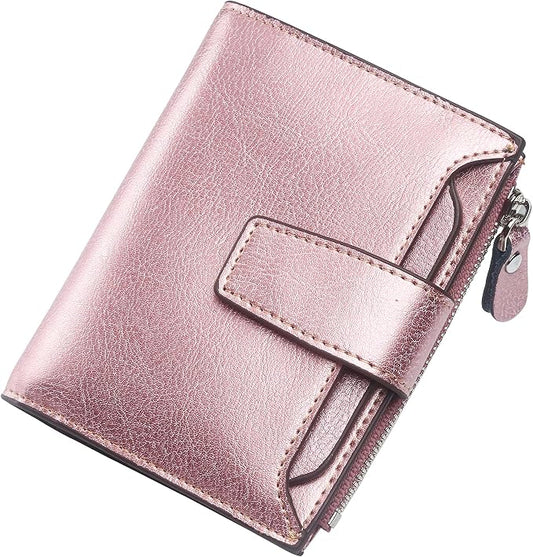 Lavemi Small Compact Women Wallet RFID Blocking Genuine Leather Bifold Purse with ID Windows
