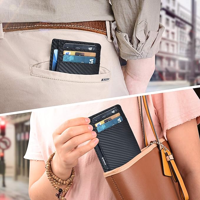 Oak Leathers Leather Slim Minimalist Wallet for Men & Women RFID Front Pocket Leather Card Holder Wallets (Ebony)