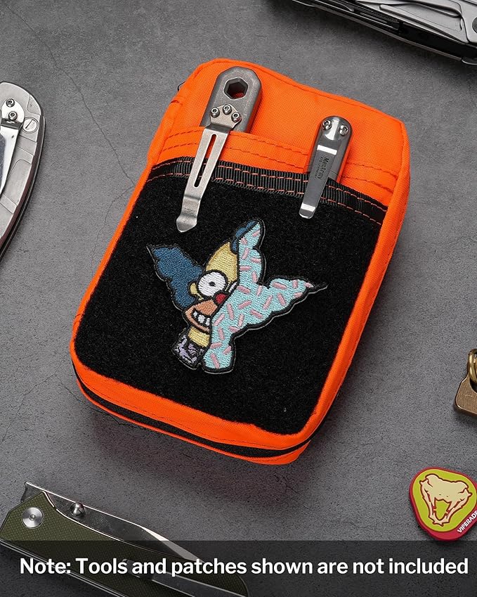 VIPERADE VE26 EDC Pouch Organizer with 11 Compartments, Small Tool Pouch with DIY Patches Area, EDC Pocket Organizer for Mutitools