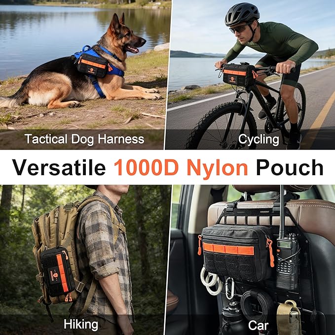 Tactical Molle Admin Pouch, EDC Tool Pouch Bag Horizontal Modular Pouches Made of 1000D Nylon and PU Coating