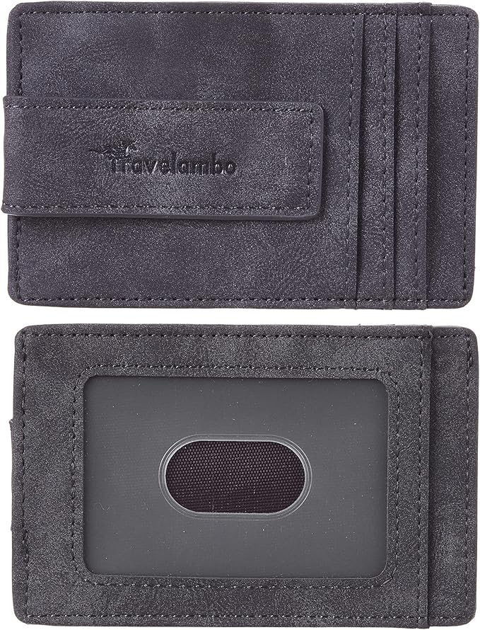 Travelambo Money Clip for Men Magnetic Front Pocket Wallet Slim Wallet Minimalist Card Holder RFID Blocking (Deep Grey)