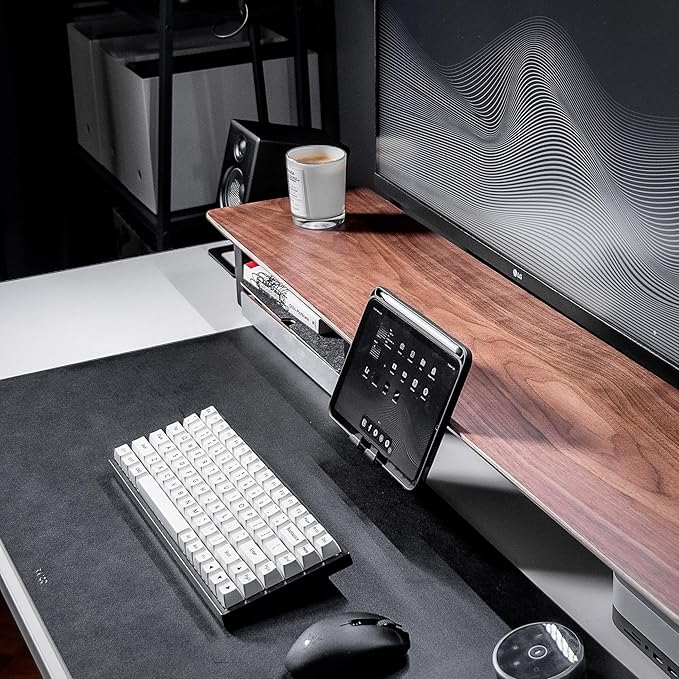 Raico Desk Cockpit Shelf Monitor Stand System Dual Screen Setup Wood Large Desk Accessory Organizer Unit (Walnut, Medium v2 | 36 Inches)