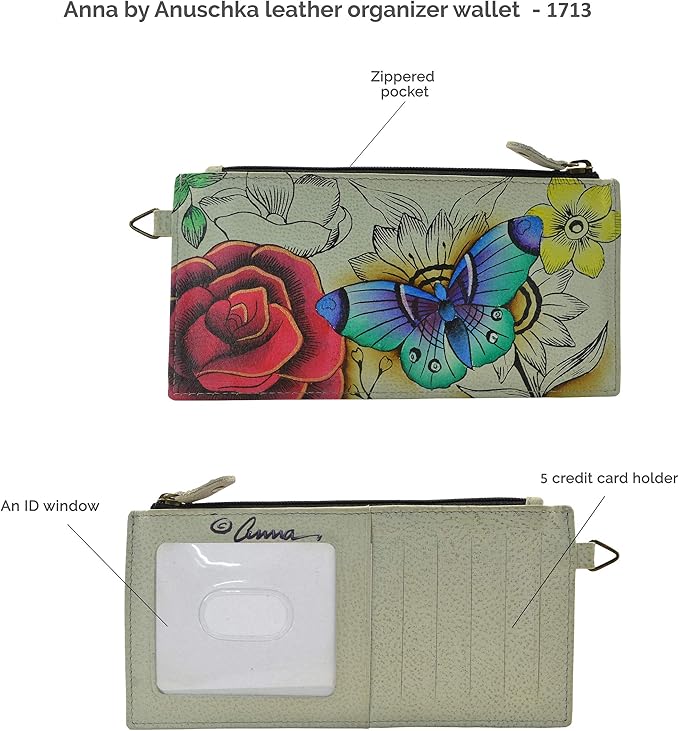 Anna by Anuschka Women's Hand Painted Genuine Leather Organizer Wallet | Hand Painted