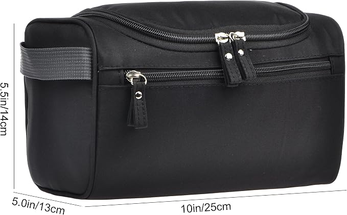Vercord Mens Toiletry Bag Wash Travel Small Shaving Dop Kit Shower Bathroom Ditty Hygiene Bag Black