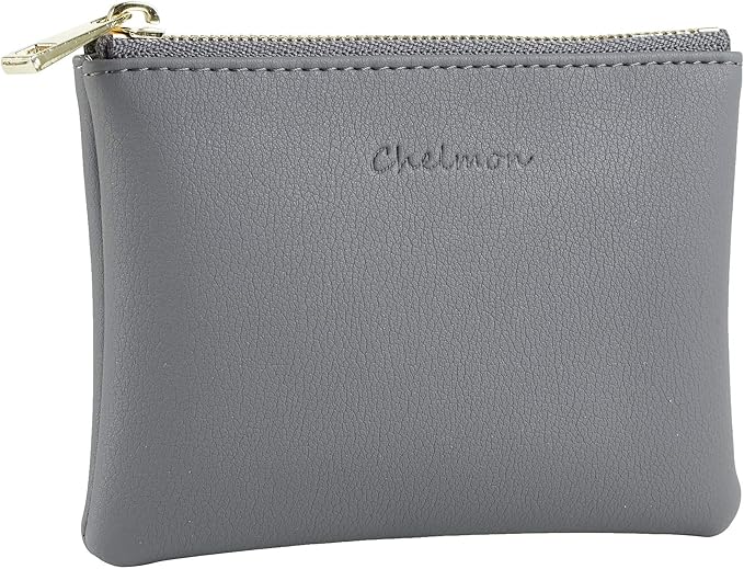 Chelmon Vegan Leather Coin Purse Pouch Change Purse With Zipper For Men Women