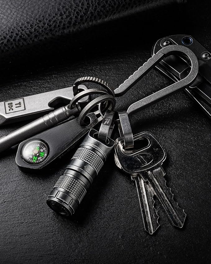 FEGVE Titanium Key Chain Rings for Home Keys, Bag Pendant