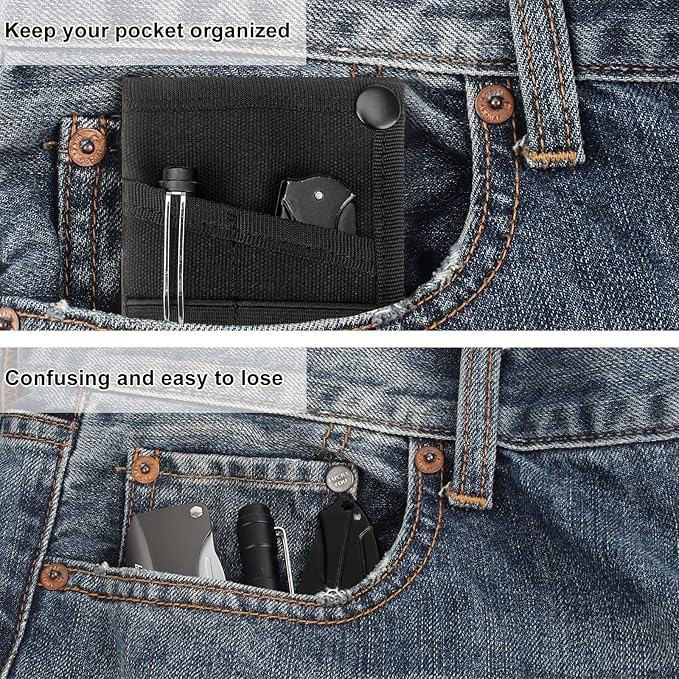 Kosibate EDC Pouch, EDC Organizer, Tool Pouch for Knife/Flashlight/Tactical Pen/Card-Men's Slim Pocket Organizer for Daily Carry