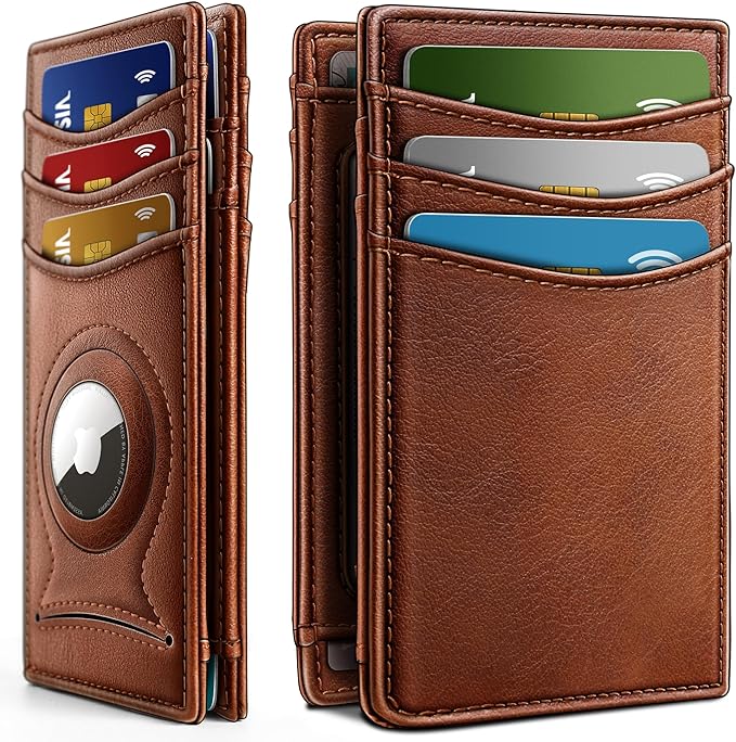 BULLIANT Slim Wallet For Men 12Cards,Magnetic Flip Build-in Money Clip Airtag Compatible-RFID Blocking