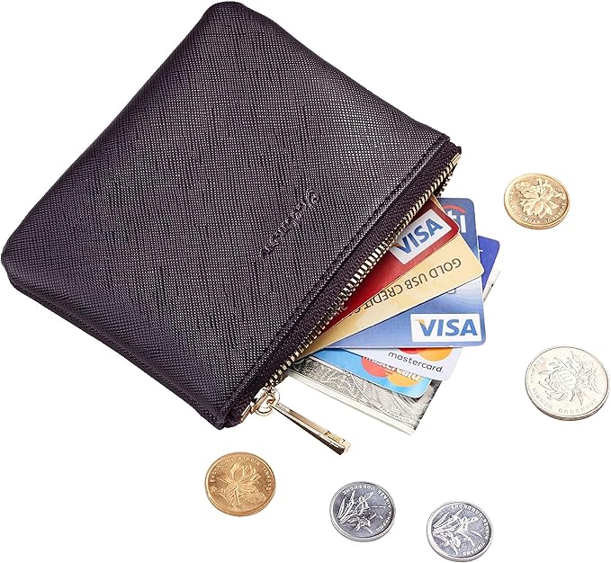 Chelmon Vegan Leather Coin Purse Pouch Change Purse With Zipper For Men Women