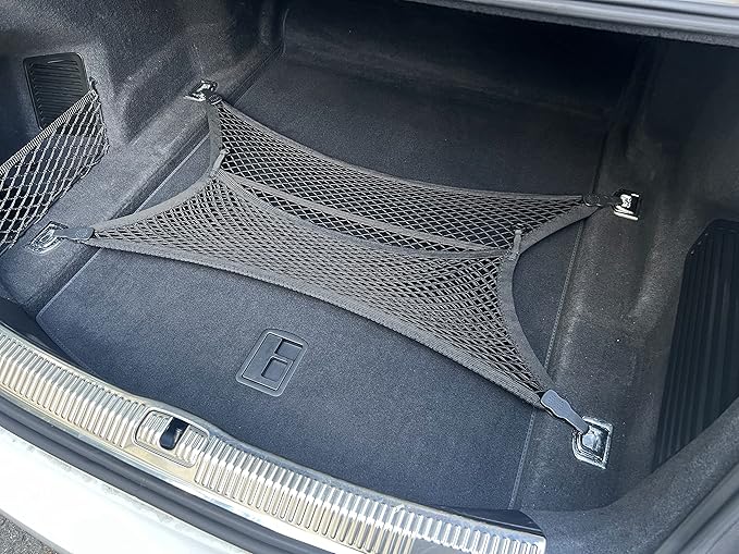 Floor Style Automotive Elastic Trunk Mesh Cargo Net for Audi A8 S8 2018-2025- Premium Trunk Organizers and Storage - Luggage Net for Sedan- Best Car Organizer for Audi A8 S8 Long (D5)
