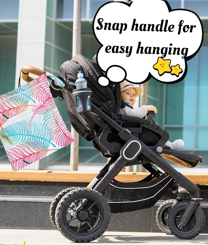 Wet Dry Bag for Cloth Diapers, 2PCS Waterproof Reusable Wet Bag with Zippered Pockets, Washable, Reusable for Travel, Beach, Pool, Stroller, Diapers, Dirty Gym Clothes, Swimsuits, 14x12In & 12x11In