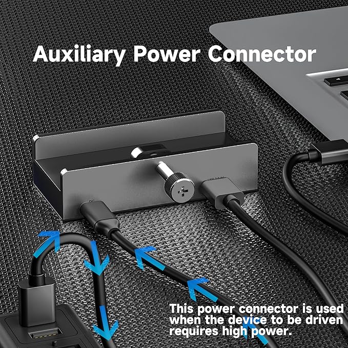 USB C Hub Clamp Aluminum 2-Port USB 3.0, USB C Data Port, SD/TF Card Reader for 0.39''-1.18'' Thickness Desktop PC, Desks,Monitor Stand Desktop Powered USB Hub and Cell Phone Holder (Black)