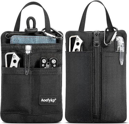 Pocket Organizer, EDC Pouch for Men, Removable Adjustable EDC Bag, Durable Compact Small Tool Pouch Holds Your Flashlight, Pocket Knife, Pen, Notebook, Multitool and EDC Gear