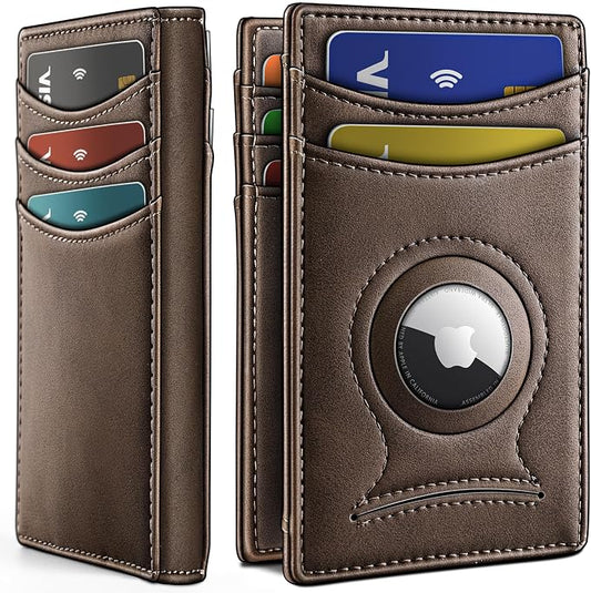 BULLIANT Men Airtag Wallet,Slim Wallet Money Clip Card Holder Magnetic Closure 12 Cards in Front Pocket RFID Blocking