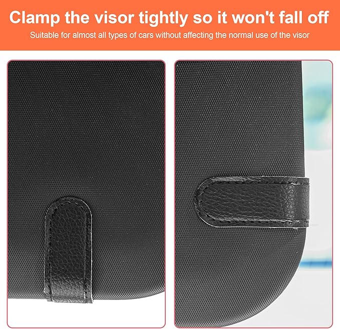 2 Packs Sunglasses Holders for Car Visor - Magnetic Leather Sunglasses Holder and Ticket Card Clip