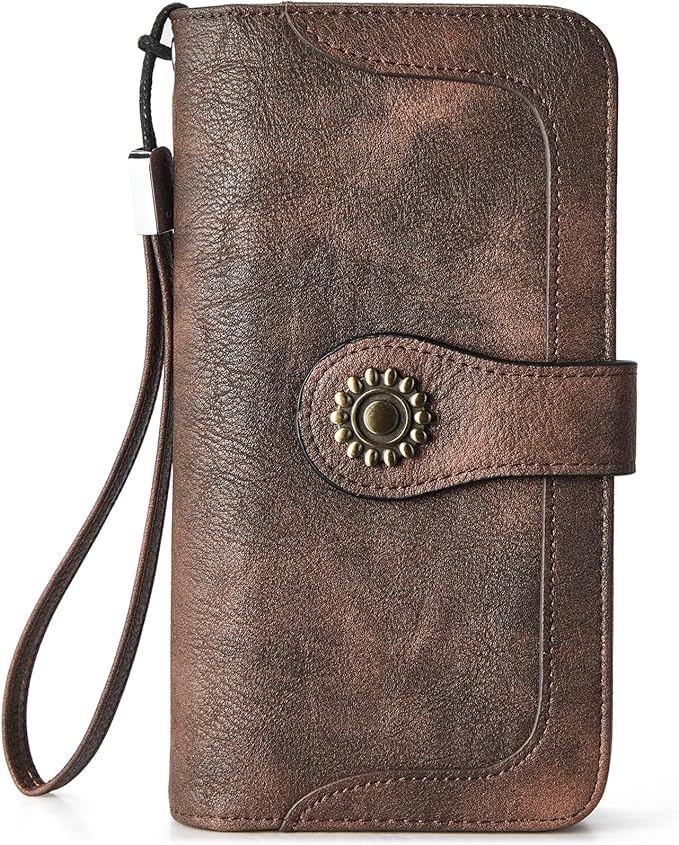 BOSTANTEN Leather Wallet for Women RFID Blocking Zip Around Credit Cards Holder Phone Clutch