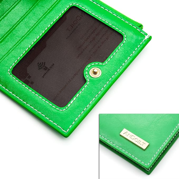 ANDOILT Women's Genuine Leather Wallet RFID Blocking Credit Card Holder Zipper Purse Cell Phone Handbag