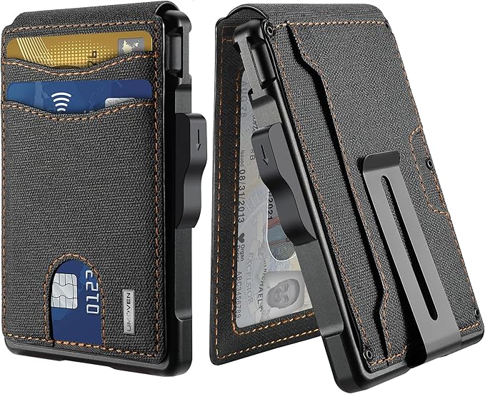 umoven Wallet for Men - with Money Clip Slim Leather Slots Credit Card Holder RFID Blocking Bifold Minimalist Wallet