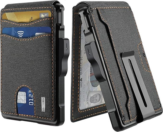 umoven Wallet for Men - with Money Clip Slim Leather Slots Credit Card Holder RFID Blocking Bifold Minimalist Wallet